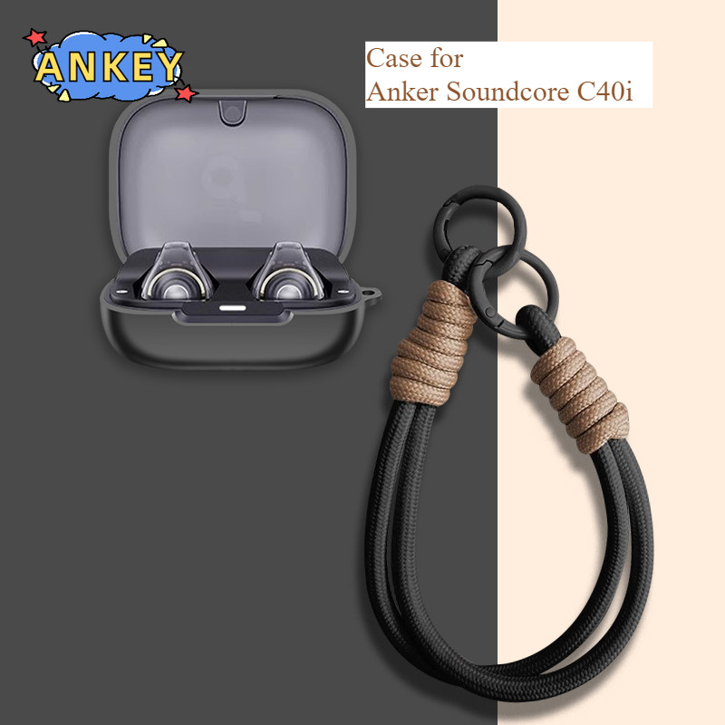 for Anker Soundcore C40i Protective Case Nylon Lanyard Soft Cover Shells Washable Housing Anti Dust Sleeve Hand Rope Strap Accessories