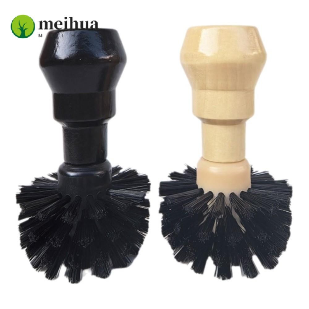 MEIHUA Espresso Portafilter แปรงทําความสะอาด, PP ทําความสะอาดเครื่องมือผงกาแฟชามแปรง,ด้ามไม้สําหรับ 