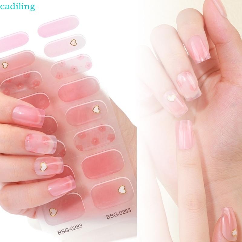 Cadiling Gel Strips Semi Cured Gel Nail Art Sticker แถบเล็บกันน้ํา