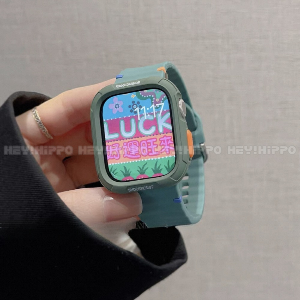 สายรัดซิลิโคนคลื่น+เคสป้องกันเหมาะสําหรับ ฉันดู 10/9/8/7/5/4/กับ ชุดสายรัดเหมาะสําหรับสมาร์ทวอทช์ 49/46/45/44/42/41/40/438มม - รูปที่ 5