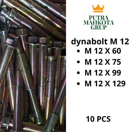 Dynabolt M12 10 ชิ้น / สลักเกลียวคอนกรีต / Dinabolt M12x60 / M12x75 / M12x99 / M12x129