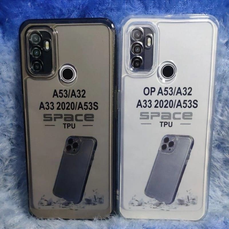 Original Space Clear Silicone Black OPPO A32/A33/A53 Clear TPU Casing Clear Space วัสดุอย่างดี