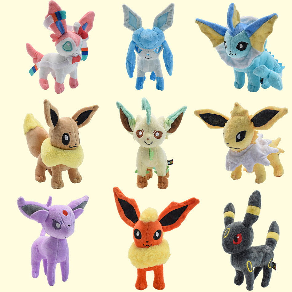 Pokemon Pokémon Eevee ครอบครัว Eevee Sun Moon Original Water Fire หญ้า Eevee Eevee Yibe ของเล่นตุ๊กต