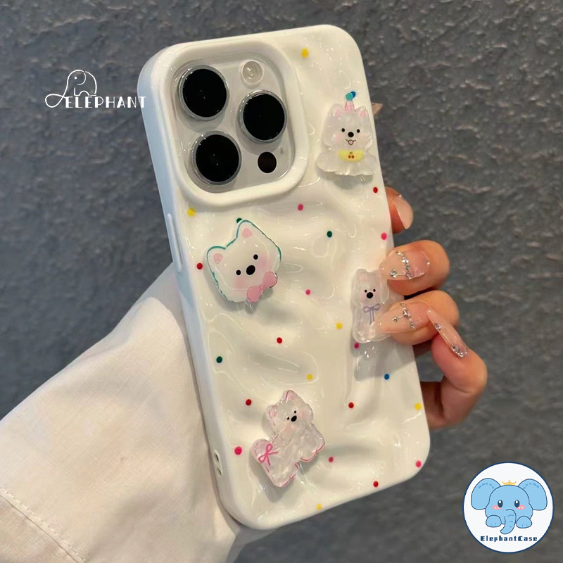 เคสไอโฟน 11 สำหรับ IPhone 11 15 13 16 14 12 Pro Max 15 14 16 6 6S Plus XR X XS เคสคู่รักลูกสุนัขสีขาวเรียบง่ายน่ารัก - รูปที่ 2