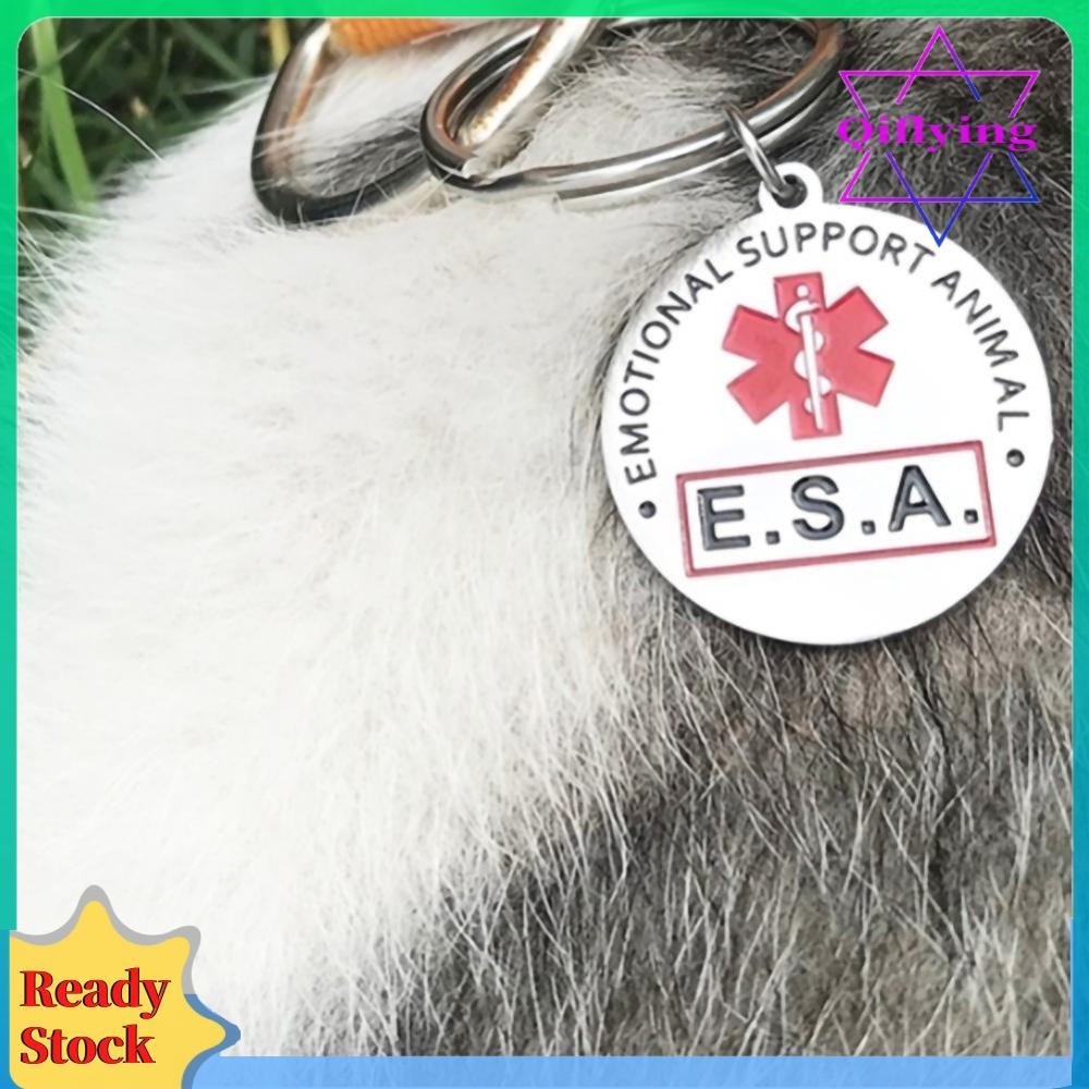 ESA สแตนเลสแท็กสุนัขอารมณ์สนับสนุนสร้อยคอสัตว์เลี้ยงพวงกุญแจปลอกคอ