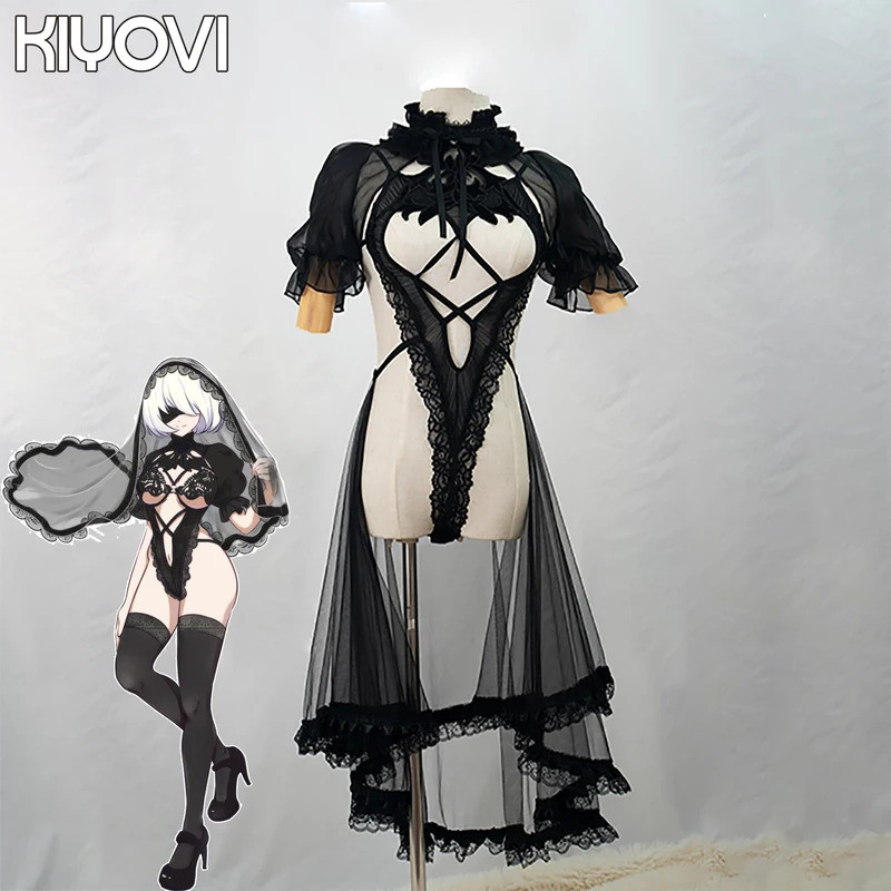 QY Cos Anime NieR:Automata 2B COSPLAY Costumes Female Game Clothing Set Cosplay Costumes Black Dress