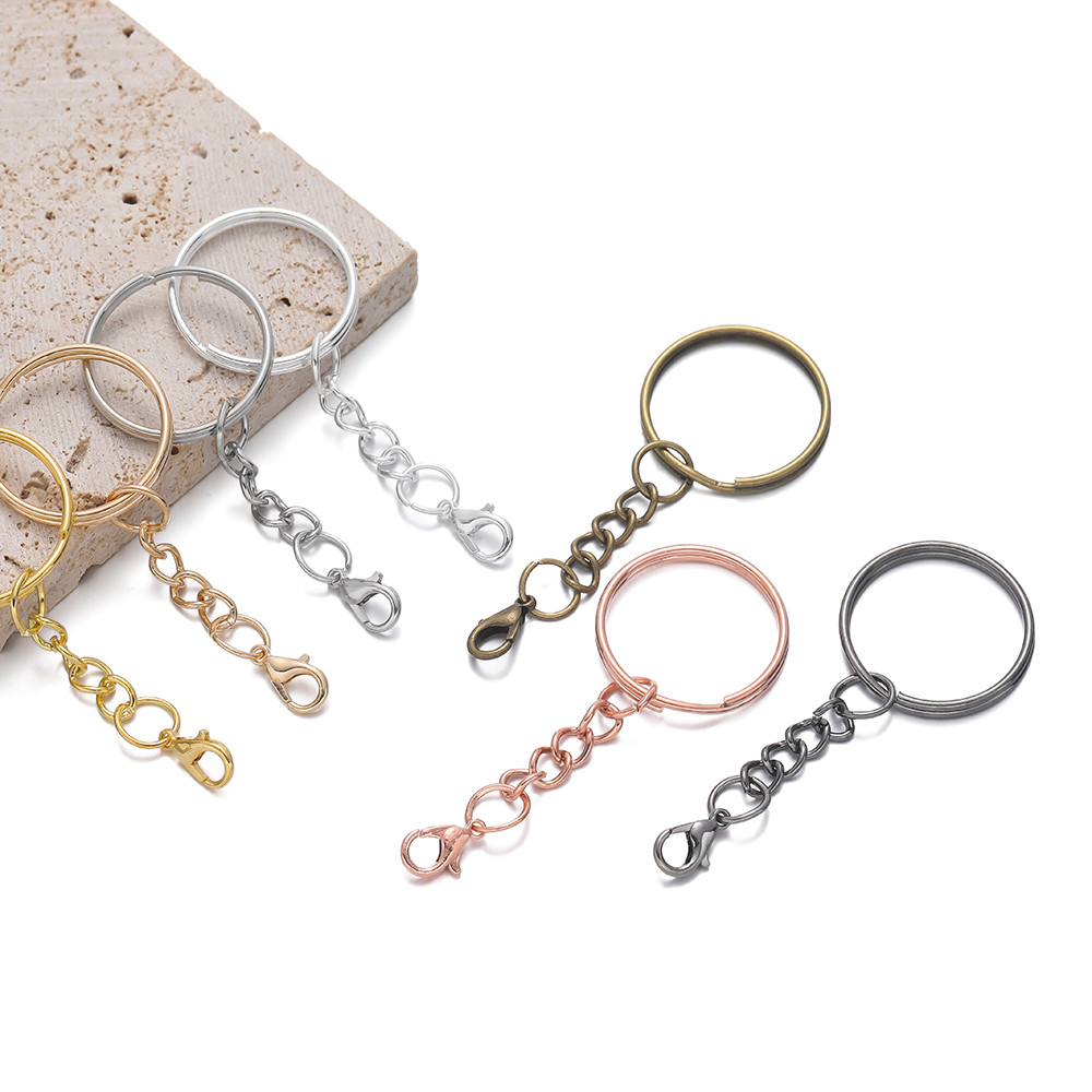 ชุดประกอบพวงกุญแจ ตะขอก้ามปู 10ชิ้น (ห่วง+โซ่+ตะขอ/คลิปกุ้ง) สำหรับDIY