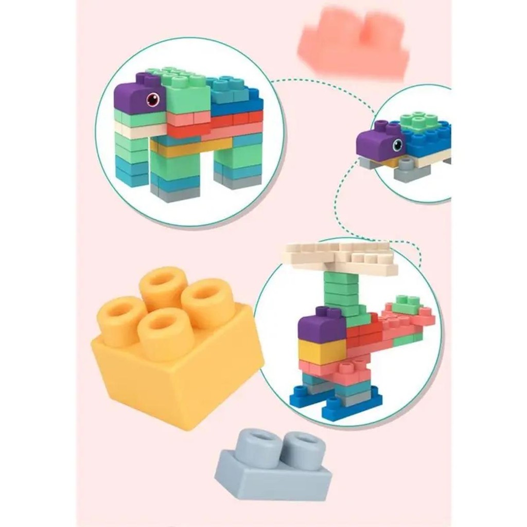 (พร้อมส่ง) บล็อคตัวต่อ 60/50/20pcs ตัวต่อ บล็อกซิลิโคน ของเล่นตัวต่อยางนุ่มสำหรับเด็ก ของขวัญ - รูปที่ 3