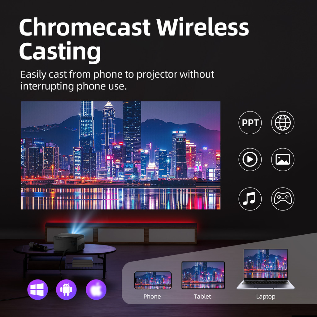GOOJODOQ โปรเจคเตอร์ 1080P รองรับ 4K 600ANSI 300″ Auto Focus & Keystone Google Voice Assistant รองรับ 2.4G + 5G WiFi ราคา ถูกที่สุด ดีลบีเคเค แกลเลอรีภาพที่ 8