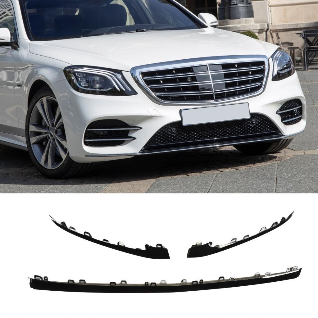 Thooth-ph Keenso รถกันชนหน้า Trim Gloss Black สําหรับ Benz S?Class W222 V222 AMG Line Facelift 2018?