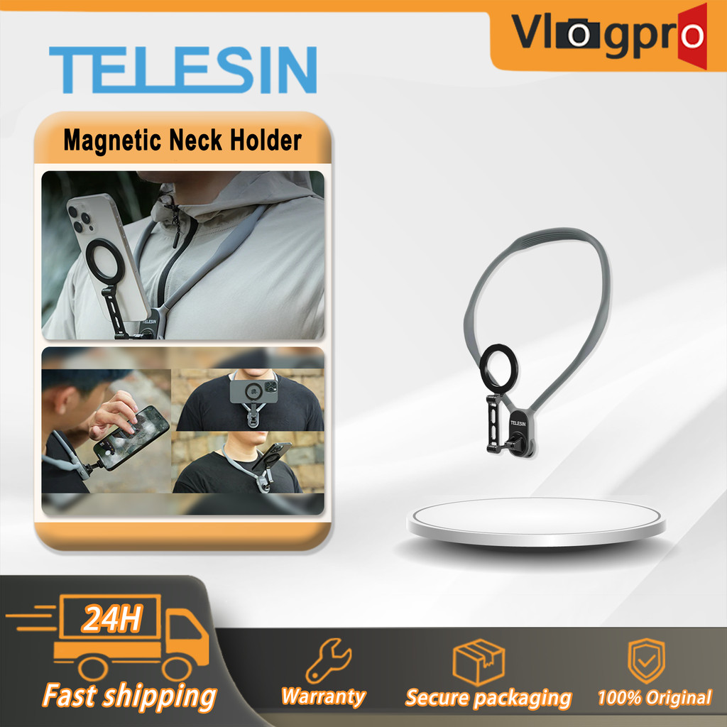 TELESIN° ที่ยึดคอแม่เหล็กสําหรับโทรศัพท์, ตัวยึดคอโทรศัพท์เซลฟี่ POV/Vlog