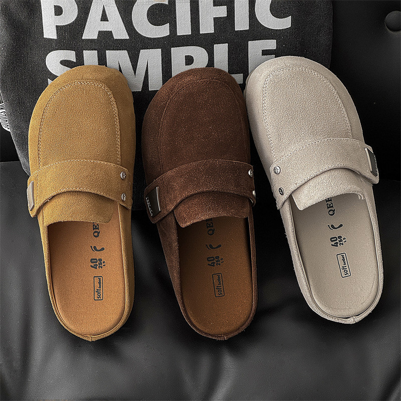 In Stock  Baotou หนา soled Retro One foot, Half drag Boken Shoes