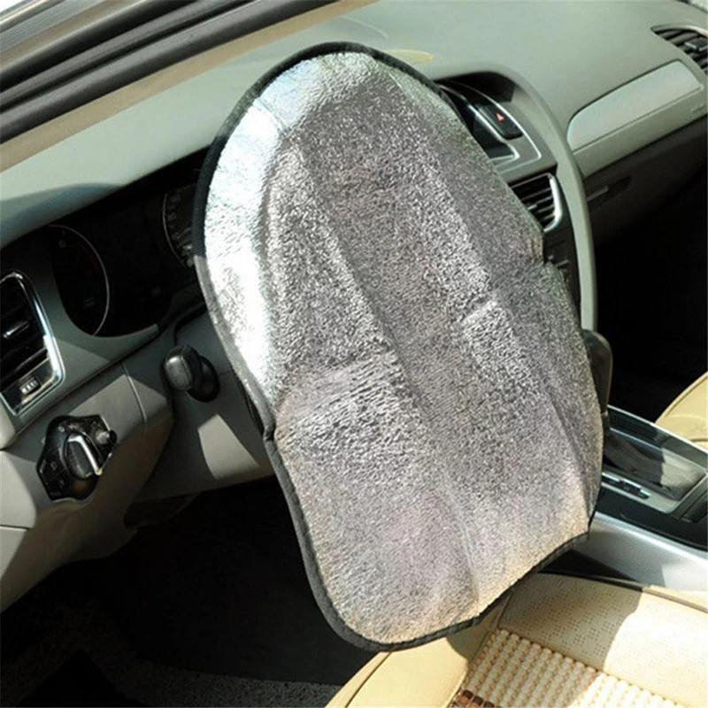 ที่หุ้มพวงมาลัยรถยนต์ Sun Shade หนาคู่ Anti-UV Protection Silver อุปกรณ์เสริมพวงมาลัยรถครอบคลุม