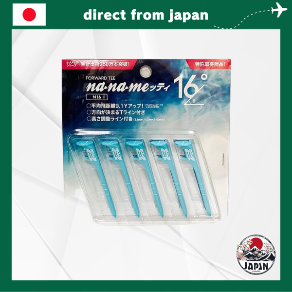 NANAMEtee Golf Tee (Naname-tti) 16° Blue, Pack of 5
