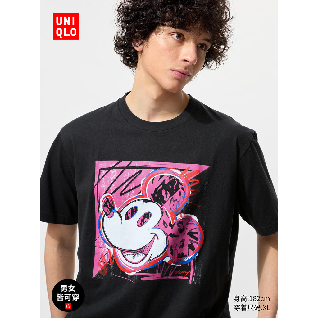 Uniqlo UT Disney เสื้อยืดพิมพ์ลายแขนสั้นสำหรับผู้ชายและผู้หญิง