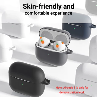 For Apple Airpods 3 กรณี Airpods3 Air Pods3 3 เคสซิลิโคนนุ่มป้องกัน สีพื้น พร้อม หัวเข็มขัด ตะขอ Cover พร้อมส่งค่ะ🇹🇭