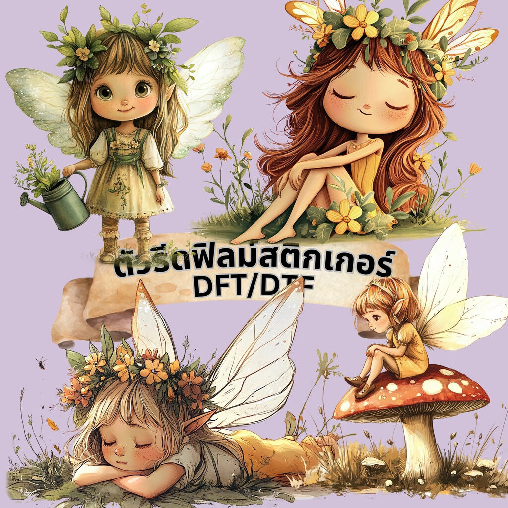 ตัวรีดติดเสื้อ นางฟ้าตัวน้อย ฟิลม์รีดร้อน พิมพ์ลาย สกรีนลาย ฟิลม์ DFT DTF