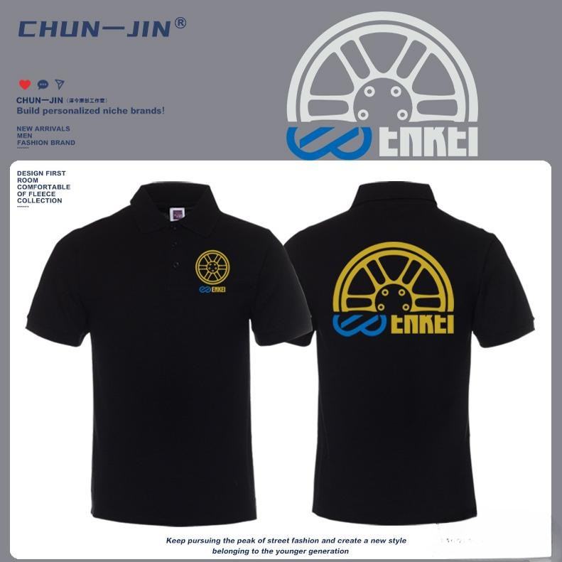 ENKEI ดุมล้อ RPF1 เสื้อเชิ้ตแขนสั้นแต่งรถญี่ปุ่น JDM RS05RR เสื้อโปโลชาย