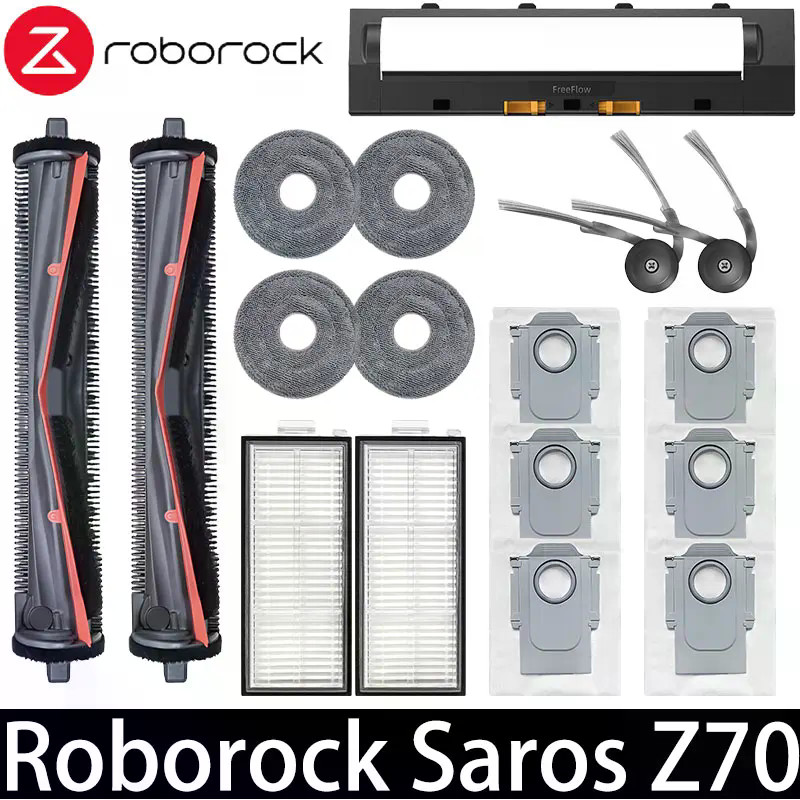 Roborock Saros Z70 หุ่นยนต์อะไหล่เครื่องดูดฝุ่นอุปกรณ์เสริมหลักแปรงด้านข้างกรอง Mop ผ้าถุงเก็บฝุ่น