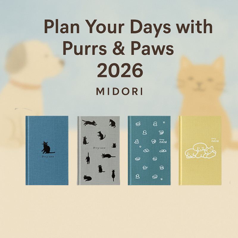 Midori Book-Style Diary 2026 B6 Weekly Planner – Cat and Dog Designs