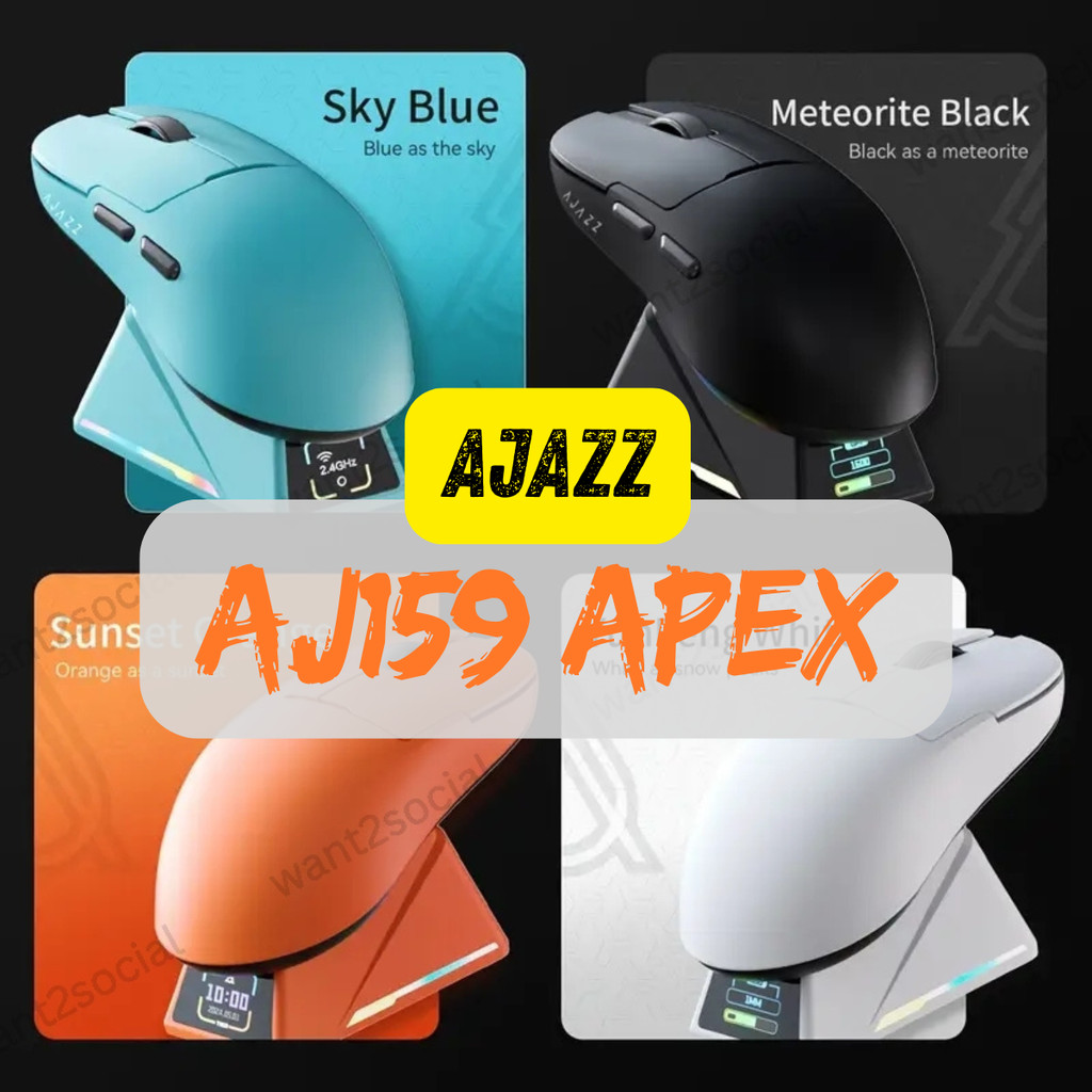 [พร้อมส่งจากไทย]Ajazz AJ159 Apex เมาส์เกมส์ไร้สาย ใส่รูปGIFได้ PAW3950 พร้อมฐานชาร์จ พร้อมส่ง