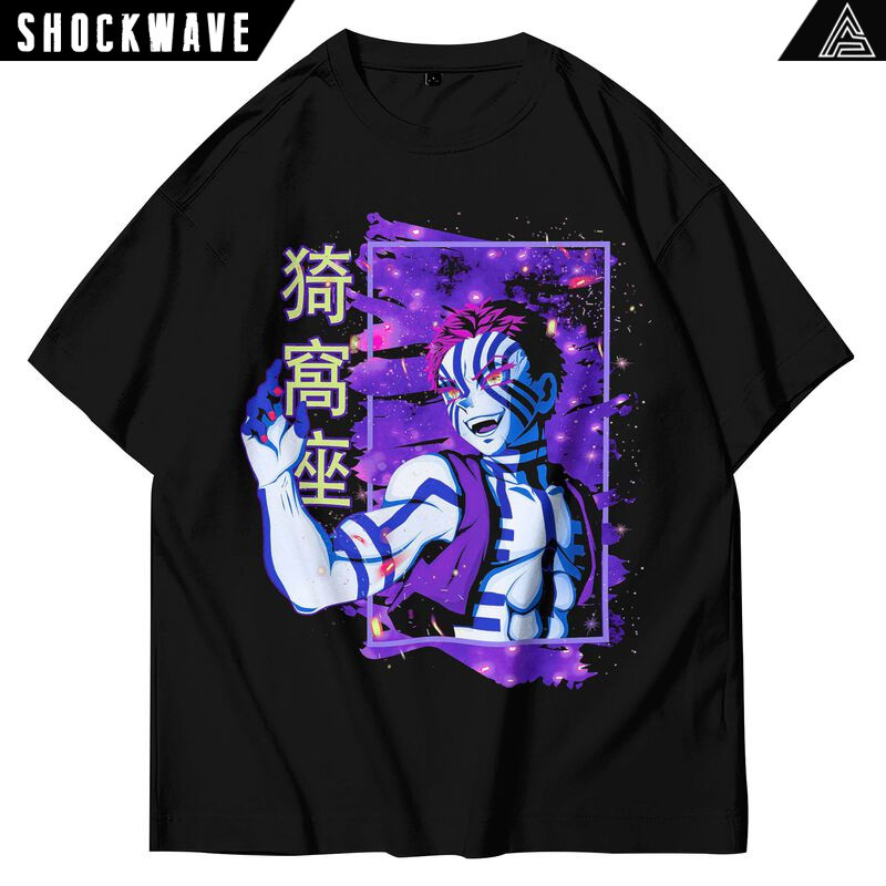 KATUN Cotton 100% - / CASH ON DELIVERY - เสื้อยืดทํางานสบาย - Anime Demon Slayer AKAZA พิมพ์เต็ม - [