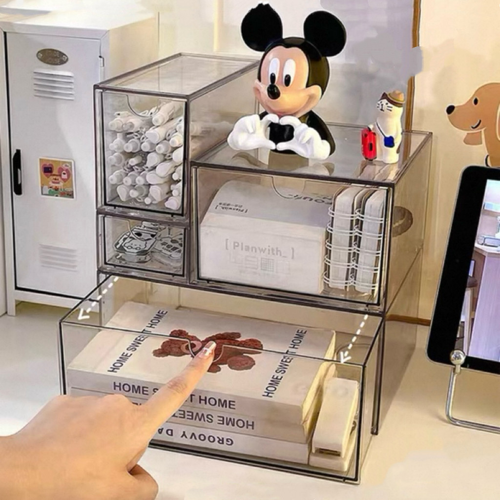 DIY กล่องใส่ของ ลิ้นชักเล็ก กล่องเก็บอุปกรณ์ตั้งโต๊ะ หลายขนาดประกอบ วางซ้อนกันได้ KKHOME - รูปที่ 3