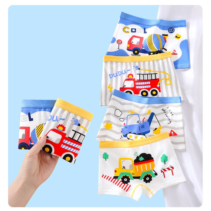 ชุดชั้นในเด็กชาย 4 ชิ้น จากผ้าฝ้ายแท้ กางเกงขาสั้น น่าสวมใส่สำหรับน้องชาย - รูปที่ 6
