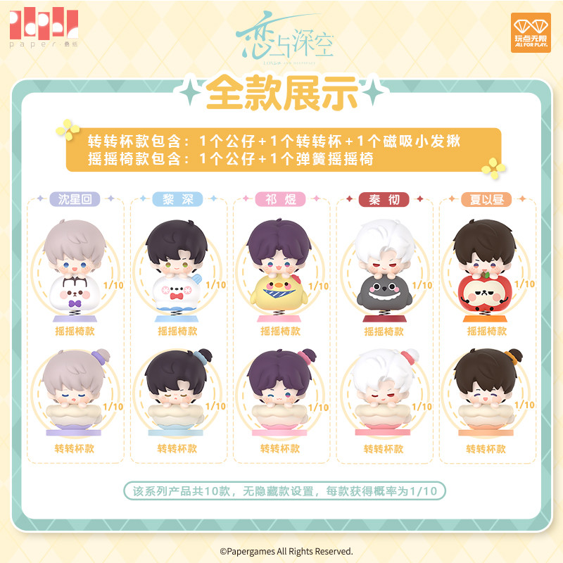 [ในสต็อก] สินค้าอย่างเป็นทางการ Love and Deepspace Playful Moments Series Blind Box Stackable Mini Figurines Sylus,Rafayel,Zyne,Xavier Caleb Perfect Collectible Gift Idea 25aa - รูปที่ 2