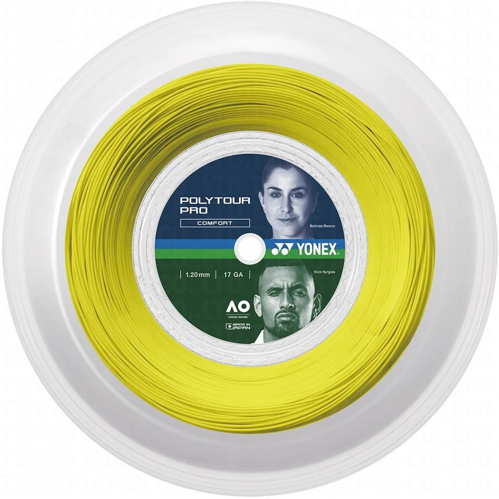 YONEX Hard Tennis String Gut Poly Tour Pro 120 200m Flash Yellow (557) 1.20mm PTP120R2