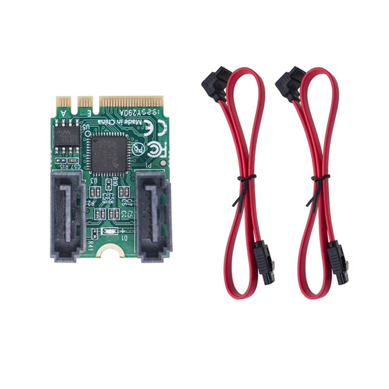 M2 A + E Key ถึง Dual Port SATA3.0 การ์ดขยาย PCle 3.0 KEY A + E WIFI M.2 ถึง SATA สําหรับ NGFF 2230 