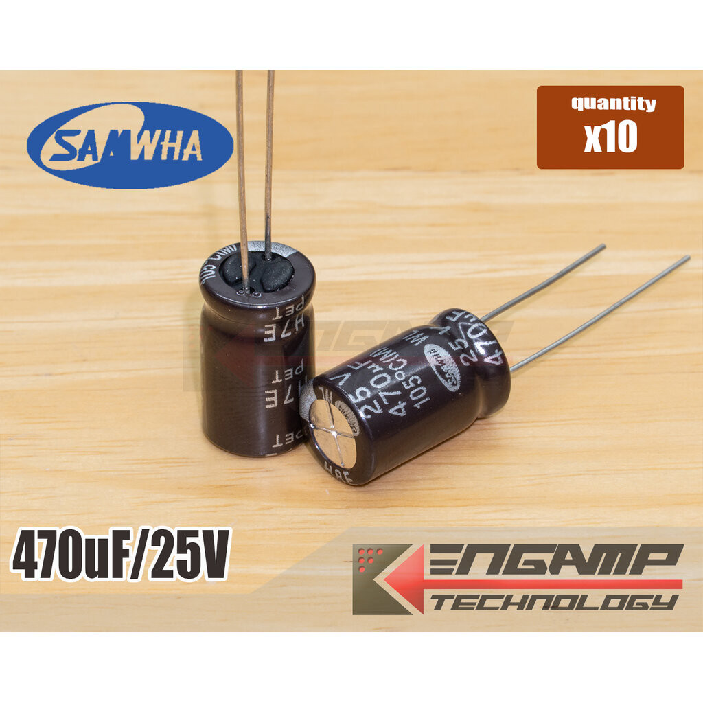 (10ตัว) 470uF/25V 105C SAMWHA WL หรือ MK 10x17mm P=5mm