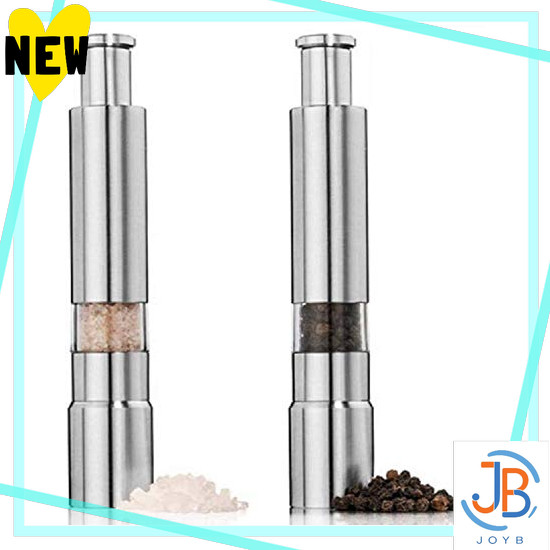 Direct From Japan morningplace】 Stainless steel pepper mill, one push type, salt, pepper, spice mill