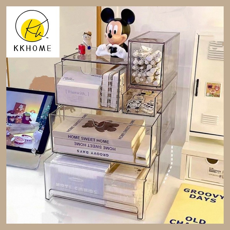 KKHOME ลิ้นชักเล็ก กล่องใส่ของ ลิ้นชักตั้งโต๊ะแบบ ที่จัดโต๊ะ DIY มี 3 รุ่น วางซ้อนกันได้
