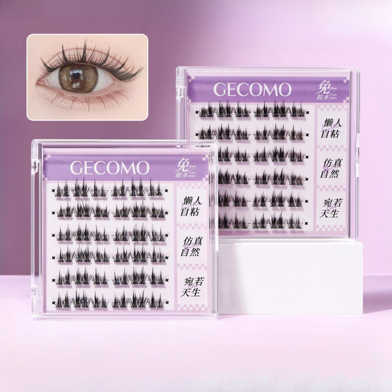 GECOMO ขนตาปลอมดอกทานตะวันกาวฟรีขนตาปลอม Self-Adhesive Lazy Man 5D ขนตาปลอมสามเณรแนะนํา Single Clust