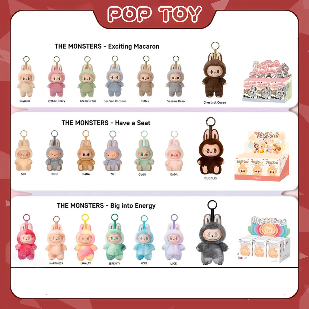 POPMART LABUBU V1 V2 V3 The Monsters Big Into Energy 3.0 2.0 1.0 Macaron Have A Seat Keychain Blind 