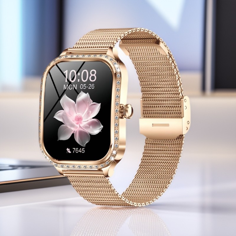 跨境新款智能手表蓝牙通话运动心率防水女性生理周期MK88曲面屏