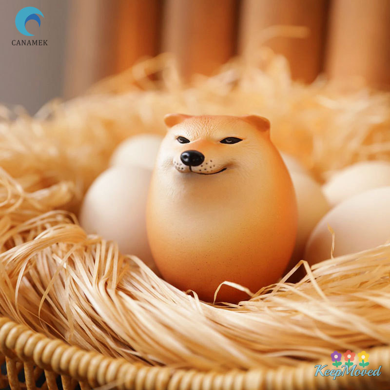 Keepmoved Creative Shiba Inu สมจริงไข่รูปร่าง PVC โต๊ะตกแต่งสุนัขและไข่ Union ตกแต่งสําหรับโฮมออฟฟิศสนุกคริสต์มาสของขวัญใหม่