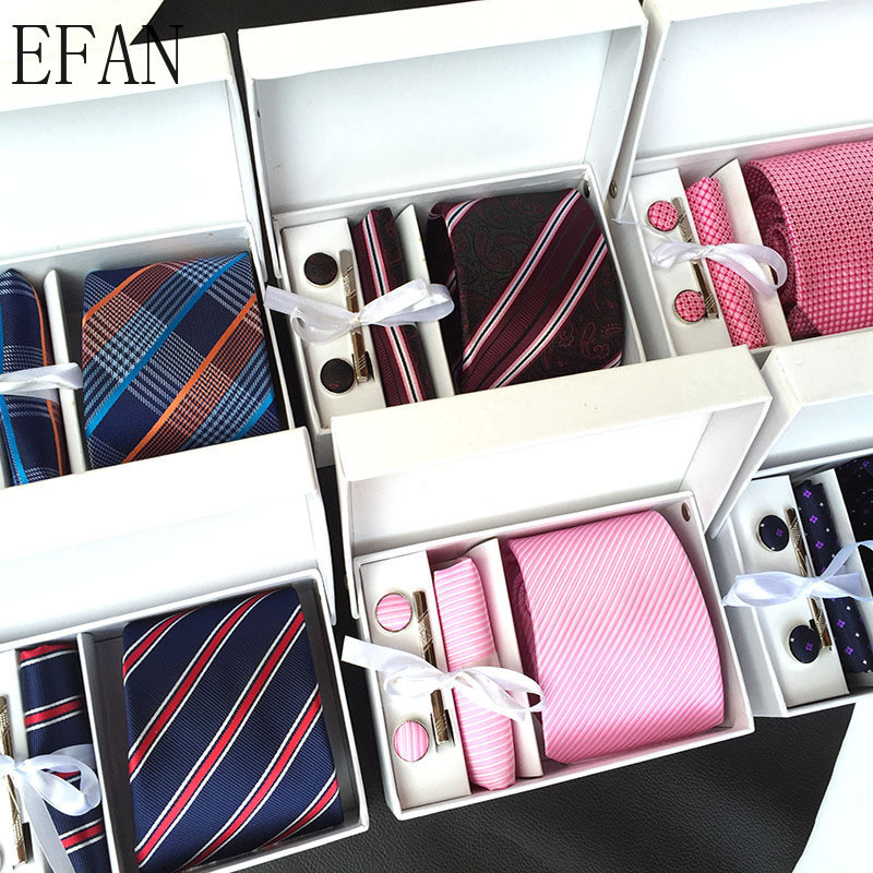 6 ชิ้น/เซ็ต 8 ซม.ผ้าไหมรู้สึกผู้ชายทอธุรกิจแฟชั่นงานแต่งงาน Ties สีฟ้าสีดําสีแดงลาย Bow Neckwear Tie คลิปกระเป๋าสแควร์ Cufflinks เนคไทชุดกล่อง