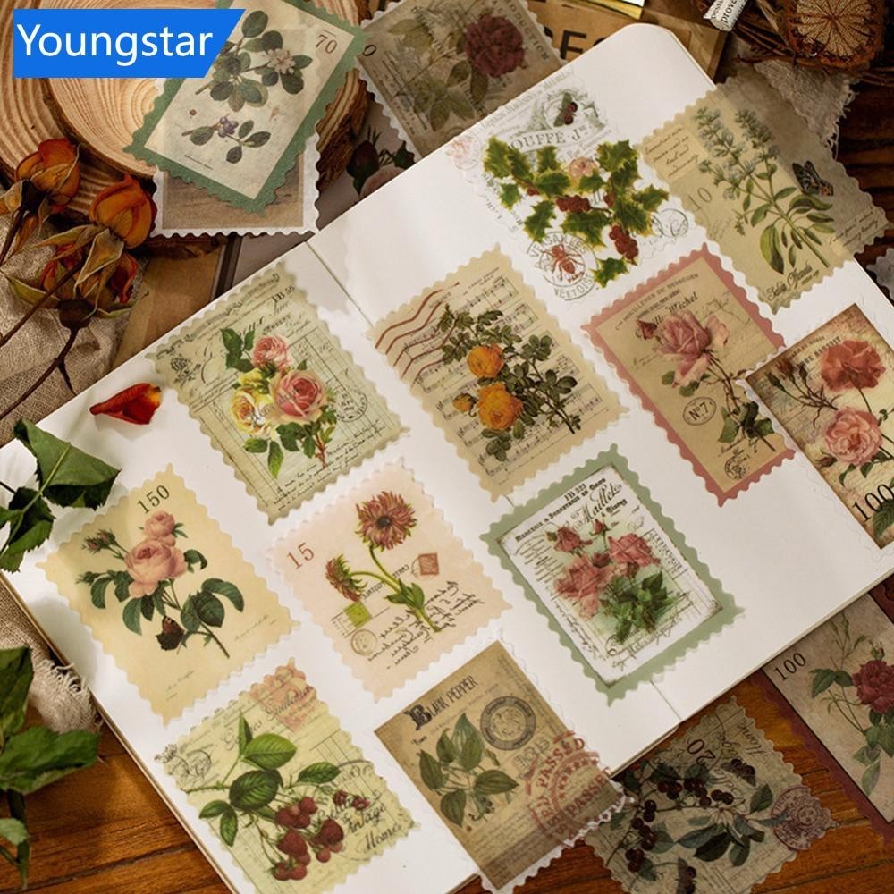 [ForeverYoung] 60 ชิ้น/แพ็คสติ๊กเกอร์แสตมป์วินเทจ Old Time Theme สติกเกอร์สําหรับไดอารี่ซองจดหมายตกแต่ง E5V1