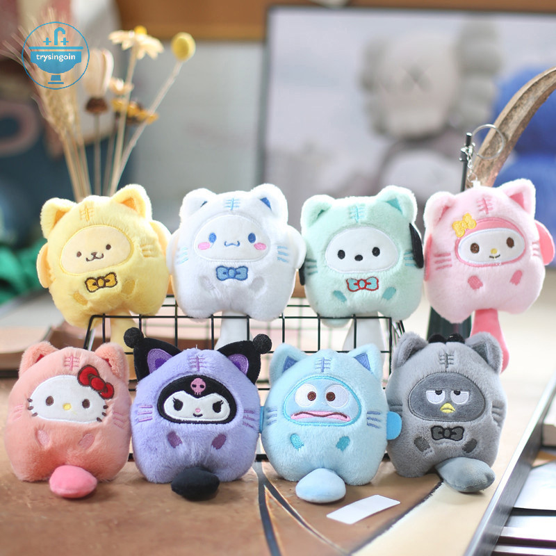 [trysingoin] Sanrio Kuromi ตุ๊กตาสัตว์พวงกุญแจเสือน้อย Kuromi My Melody Cinnamoroll ของเล่นตุ๊กตาจี้ Pom Purin น่ารัก lmage ตุ๊กตา TH
