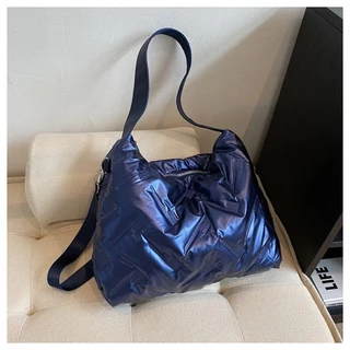 GRANDZY กระเป๋าสะพายข้าง, Quilted Large Capacity Messenger Bag,อเนกประสงค์สีทึบลงผ้าฝ้ายเบาะกระเป๋าถือสําหรับผู้หญิงผู้ชาย