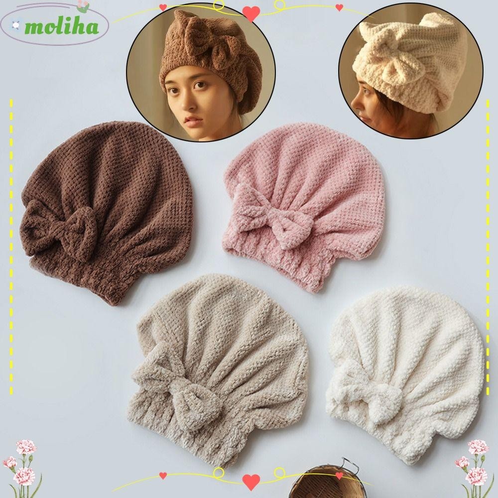โมลิฮา หมวกผมแห้ง,หนาห้องน้ําผ้าขนหนูผมแห้ง,อุปกรณ์ห้องน้ําสีทึบปะการังกํามะหยี่ดูดซับหัวผ้าพันคอผู้หญิง