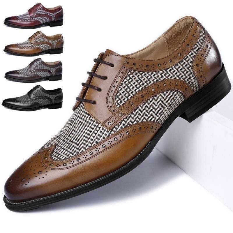 รองเท้าหนังผู้ชายคุณภาพสูงแฟชั่นลําลอง Oxford Lace Up รองเท้า NWJT