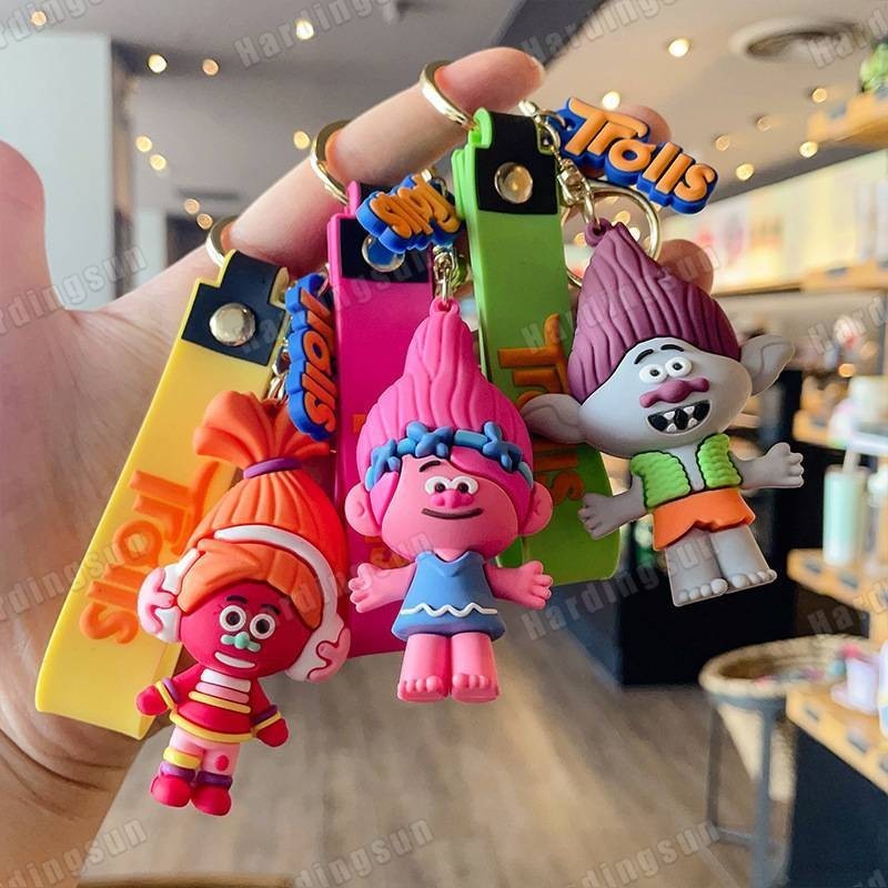 Trolls 3 ตุ๊กตาพวงกุญแจของขวัญสําหรับเด็กผู้หญิงกระเป๋าจี้ Poppy สาขา Bridget รูปของเล่นเด็กพวงกุญแจ