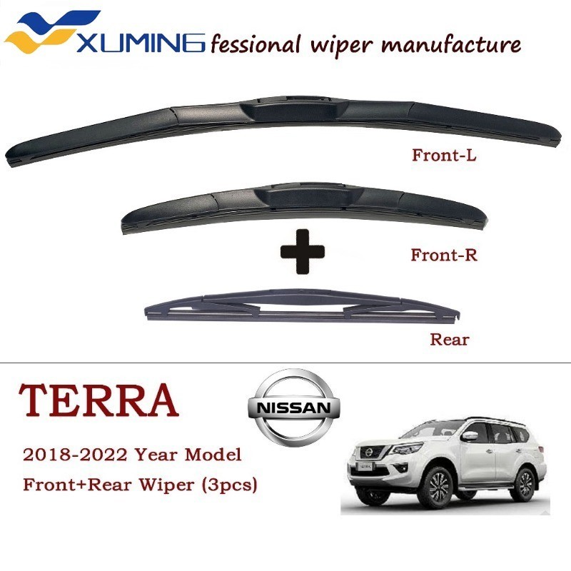 Xm (wipex Quality)ใบปัดน้ําฝน Nissan Terra สําหรับ 2018 ถึง 2022 รุ่น TERA Car Window Wiper Set (แบบไฮบริด หน้า/หลัง) จาก wipex
