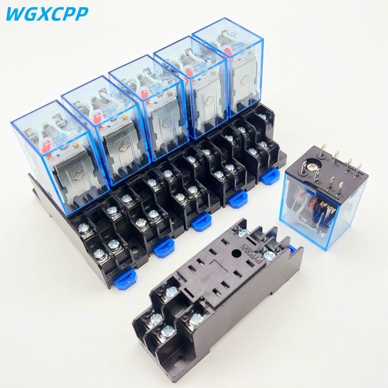 ✼10 PCS,8/11/14 Pin,With Base,DPDT,Miniature Coil Generalelectromagnetic Intermediate Relay Switch,2