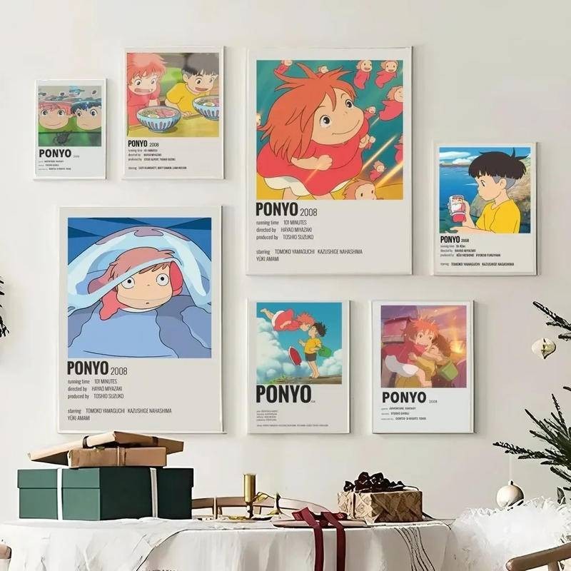 มิยาซากิ Hayao Vintage คลาสสิกอะนิเมะโปสเตอร์กันน้ํา HD สติกเกอร์ห้องนอน Entrance Home ห้องนั่งเล่น