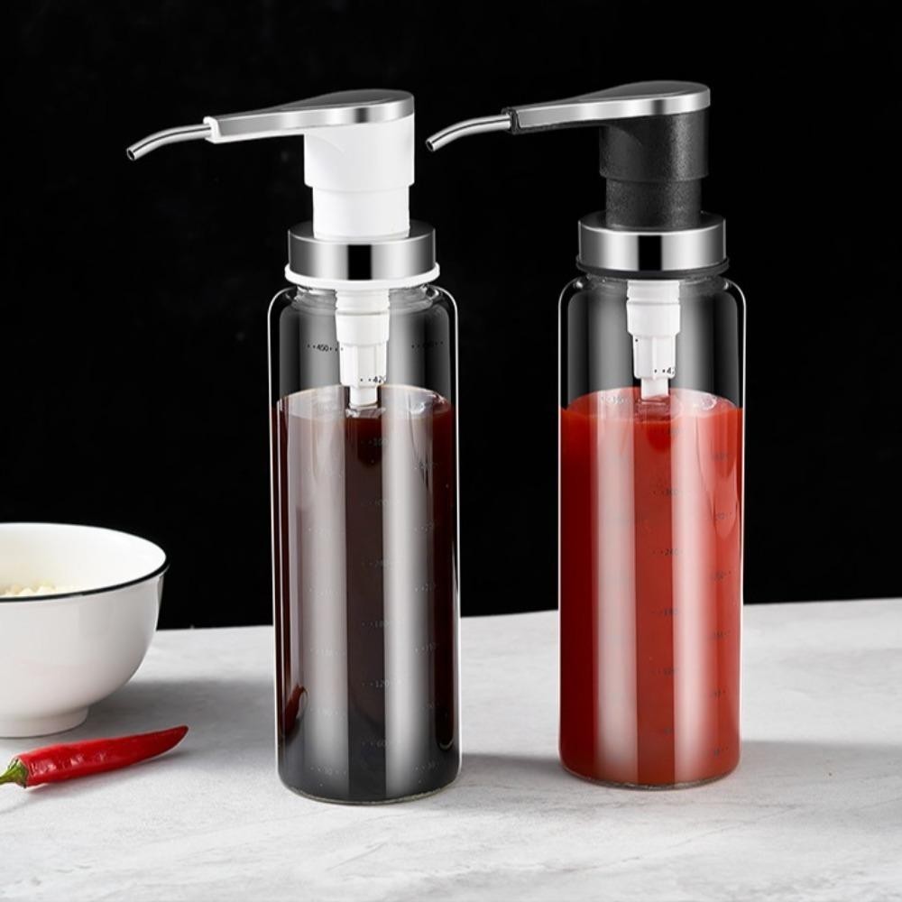 ขวดน้ํามัน โนวาบายต์, ขวดซอสสแตนเลสขนาด 300/500 มล., บีบปิดผนึกกดประเภทภาชนะปรุงรสป้องกันการรั่วขวดน้ําส้มสายชู - รูปที่ 5