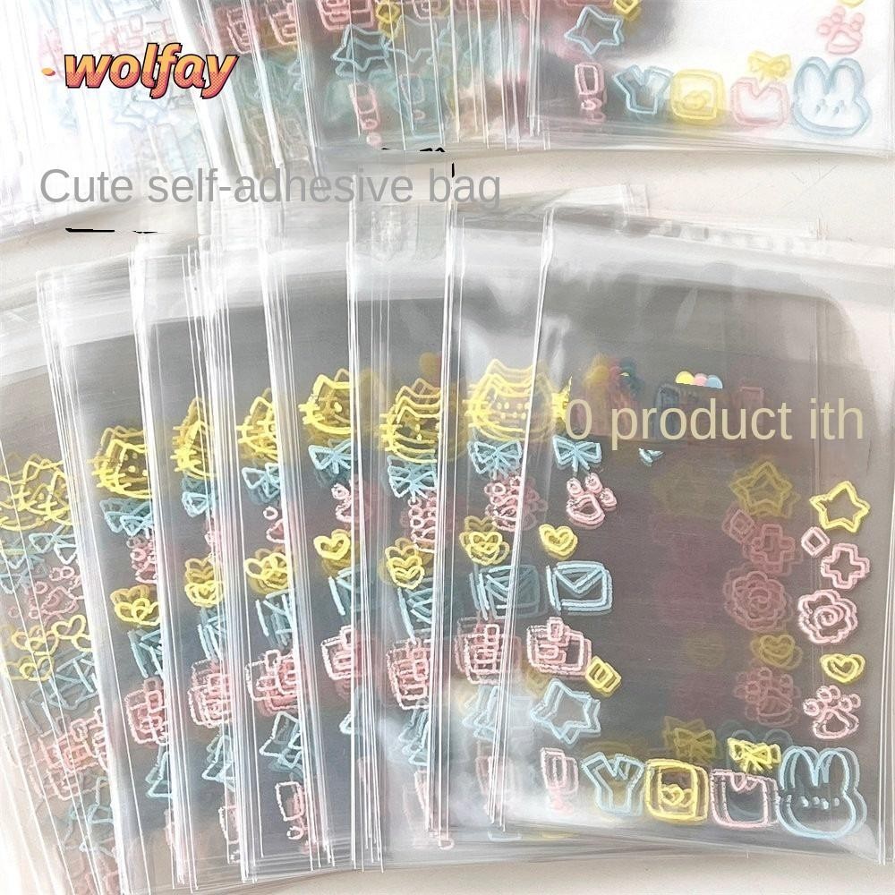 Wolfay 100 ชิ้นถุงบรรจุภัณฑ์ป้องกัน, Photocard ฝาครอบ Photoelectric Card Cat ถุงปิดผนึก, ID Card Organizer เดสก์ท็อปตกแต่งน่ารักคอลเลกชันกระเป๋า